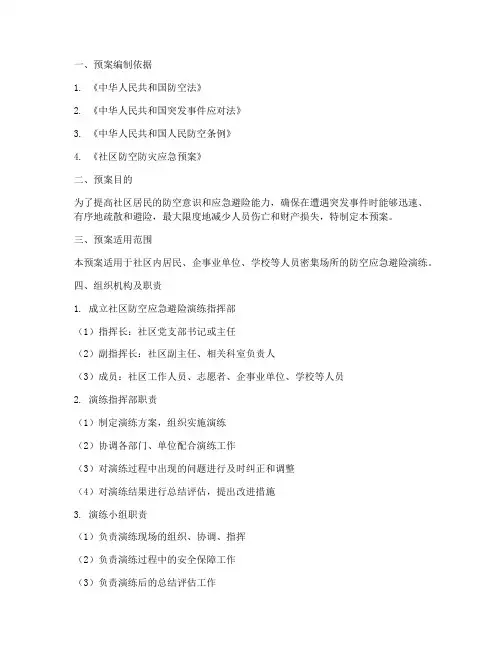 社区防空应急避险演练预案