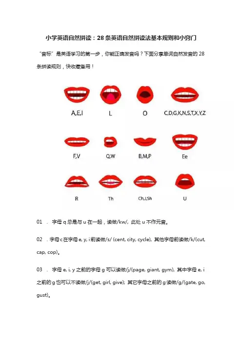 小学英语自然拼读：28条英语自然拼读法基本规则和小窍门