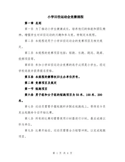 小学田径运动会竞赛规程