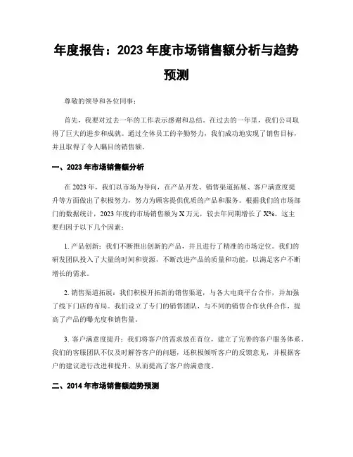 年度报告：2013年度市场销售额分析与趋势预测