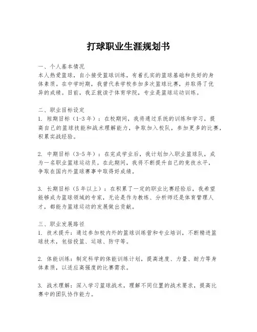 打球职业生涯规划书