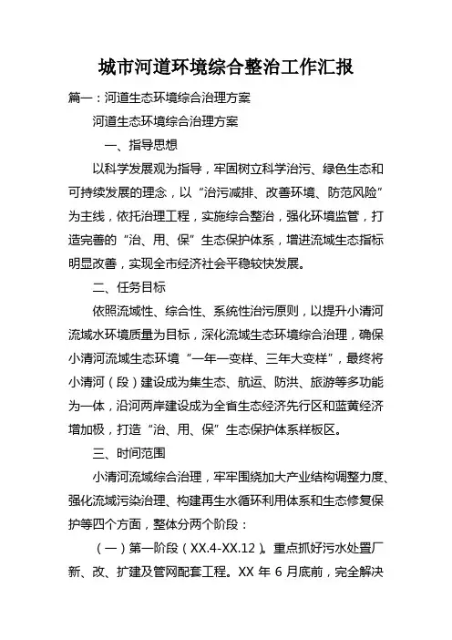 城市河道环境综合整治工作汇报doc