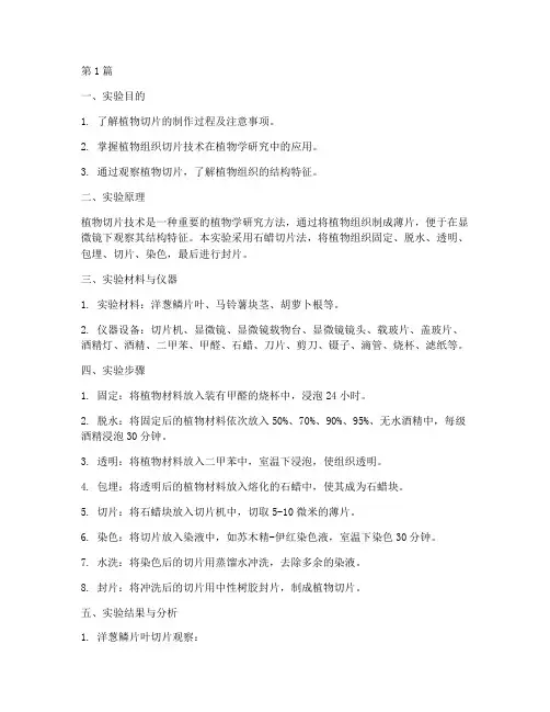 植物切片相关实验报告(3篇)