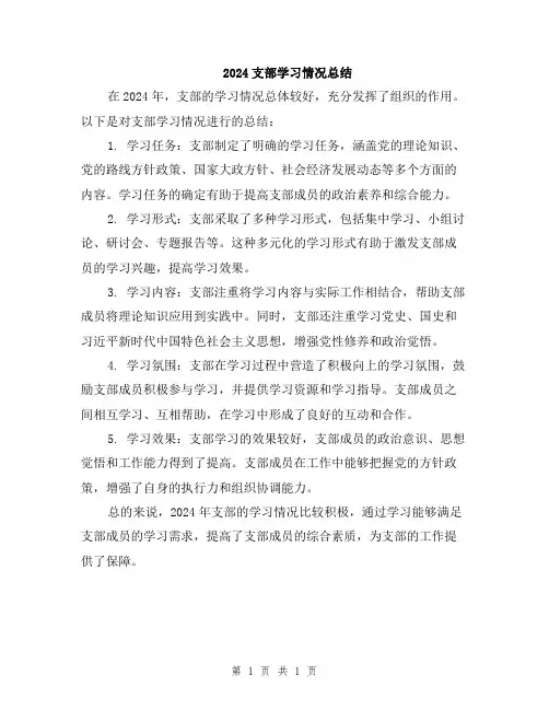 2024支部学习情况总结