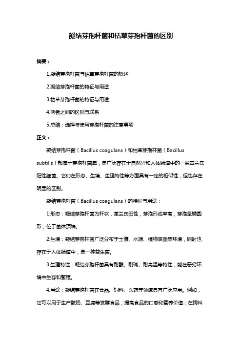凝结芽孢杆菌和枯草芽孢杆菌的区别