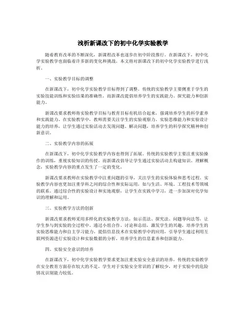 浅析新课改下的初中化学实验教学