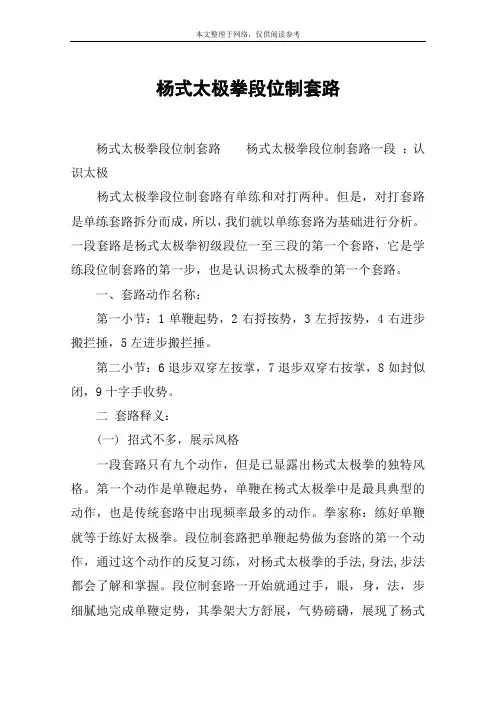 杨式太极拳段位制套路