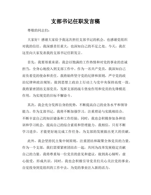 支部书记任职发言稿
