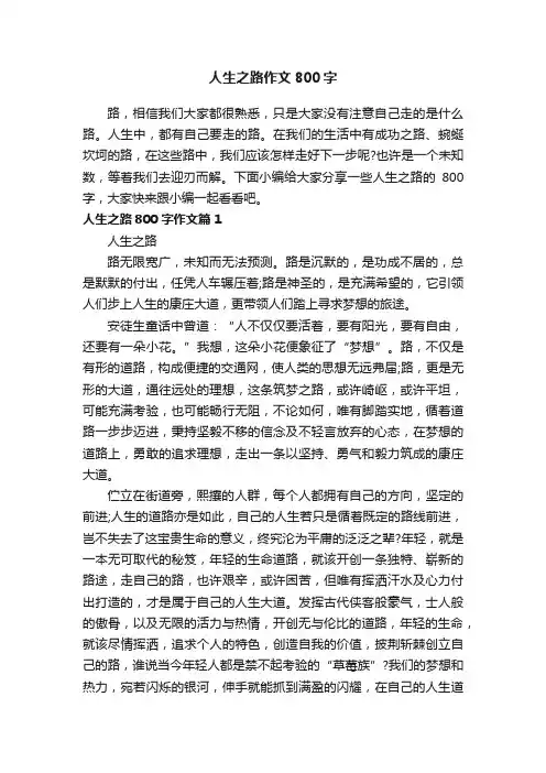 人生之路作文800字