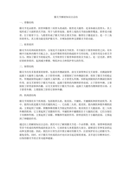 膝关节解剖知识点总结