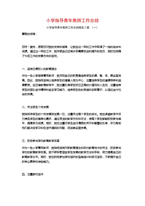 小学指导青年教师工作总结2篇