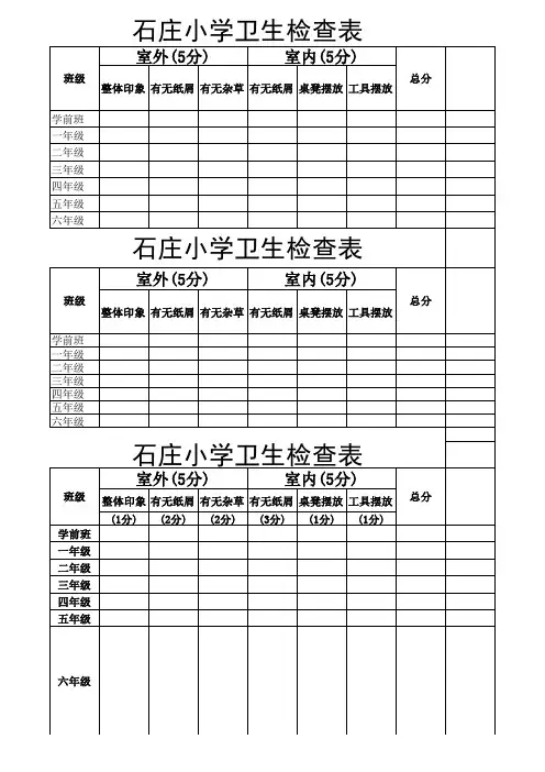 卫生纪律检查表