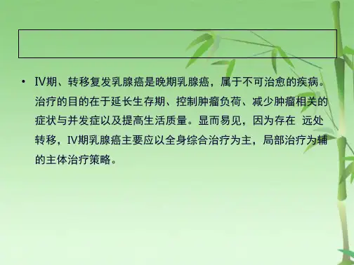 NCCN+临床实践指南关于Ⅳ期转移复发乳腺癌部分解读(共32张PPT)