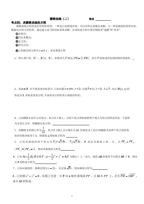 圆锥曲线(2)培优