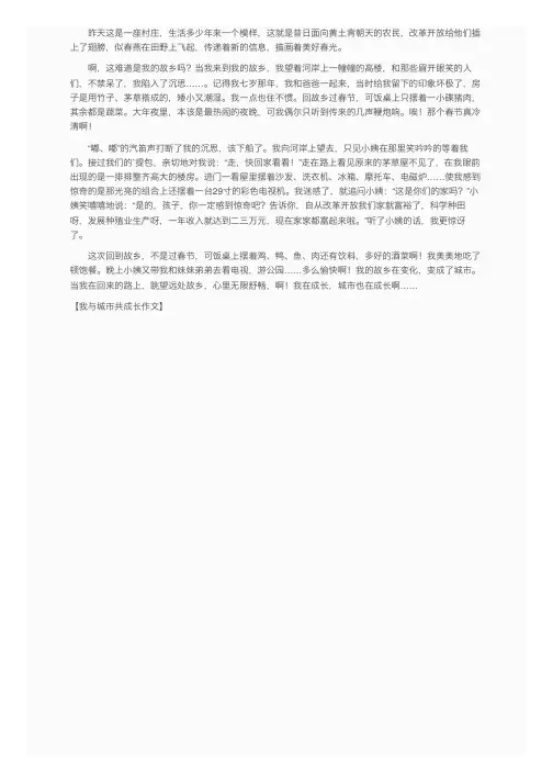 我与城市共成长作文
