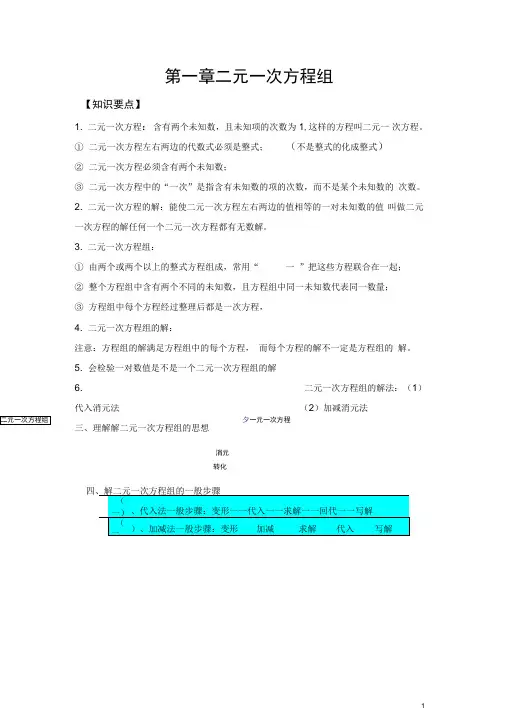 七年级数学二元一次方程组(教师讲义带答案)(DOC)