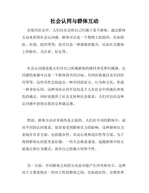社会认同与群体互动