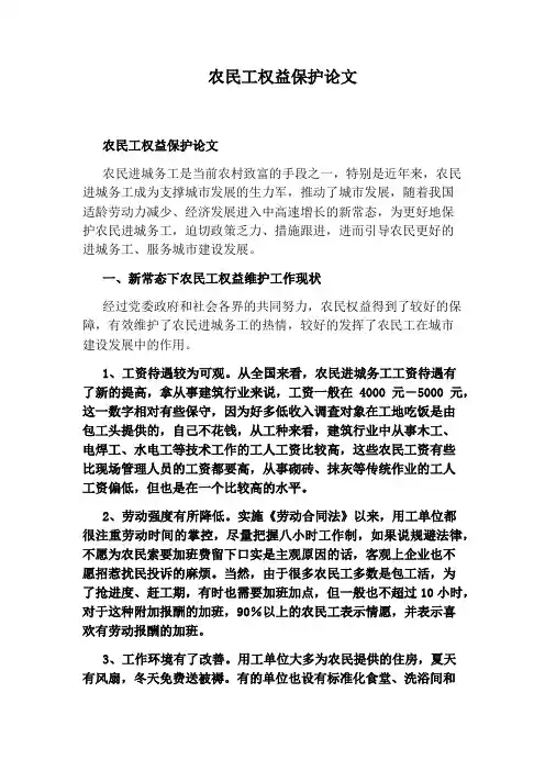 农民工权益保护论文