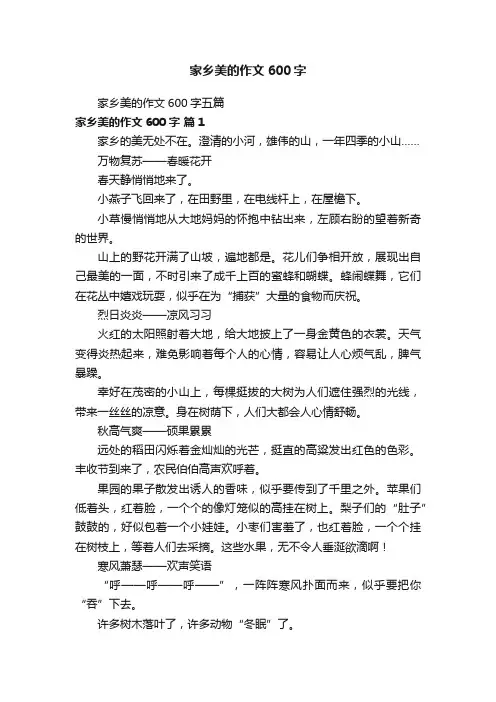 家乡美的作文600字五篇