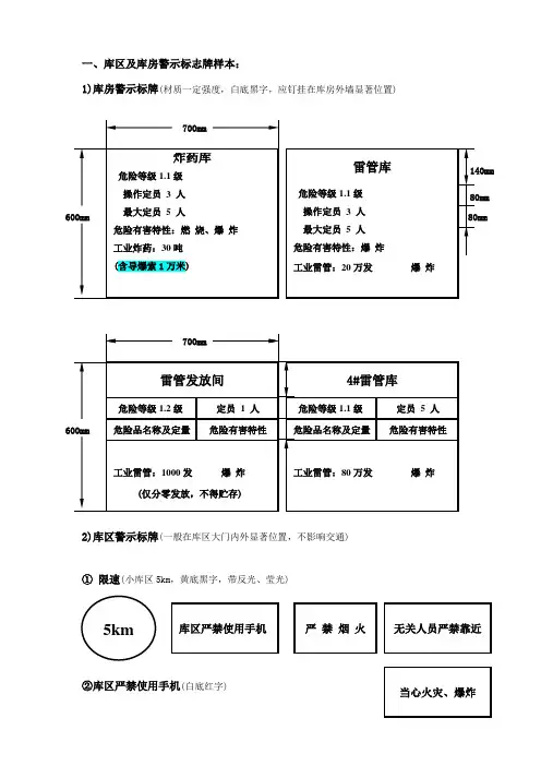 民爆库区、库房警示标牌及定置管理(参考)