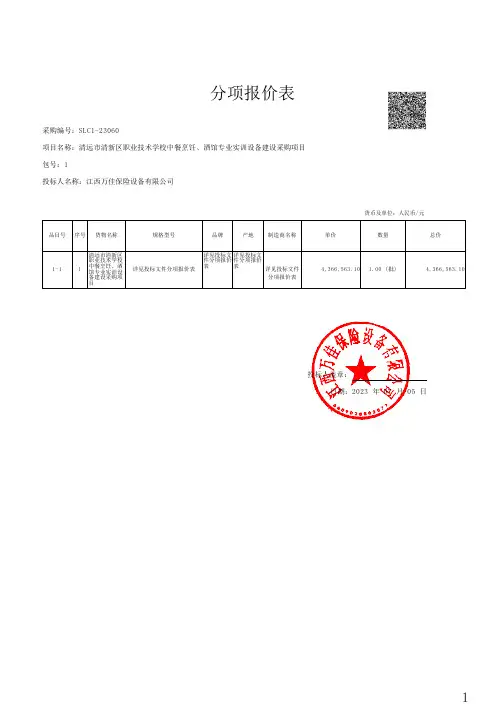 分项报价表