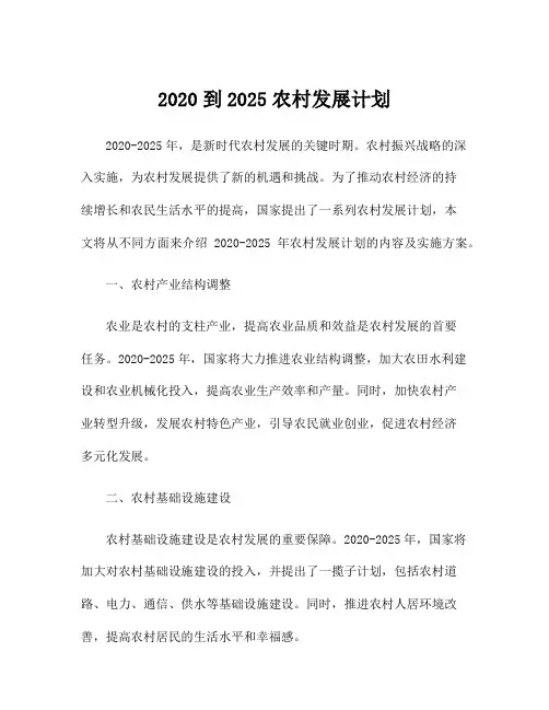 2020到2025农村发展计划