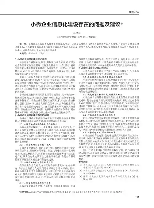 小微企业信息化建设存在的问题及建议