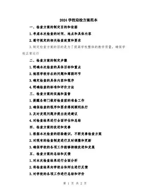 2024学校迎检方案范本