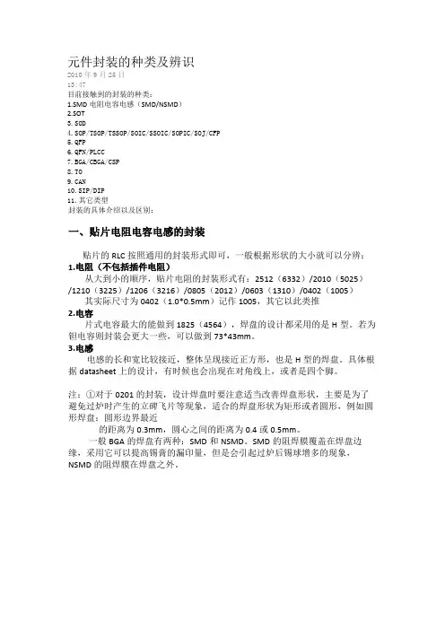 元件封装的种类及辨识