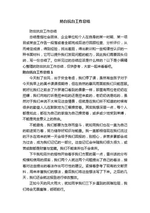 防台抗台工作总结