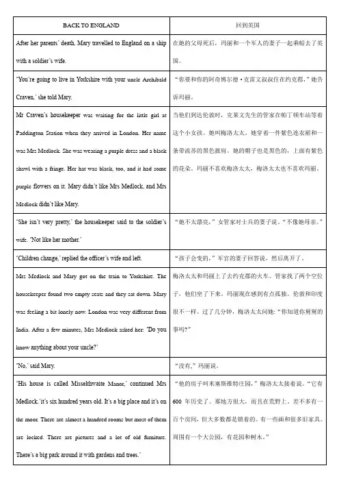 秘密花园-中英伴读 - BACK TO ENGLAND 回到英国