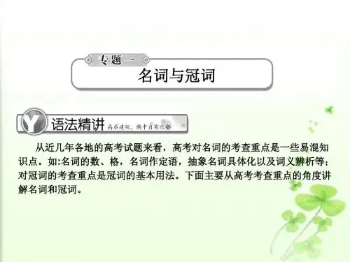 2011届高考英语总复习《学案与测评》语法提升课件：专题1名词与冠词