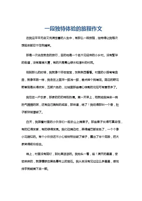 一段独特体验的旅程作文