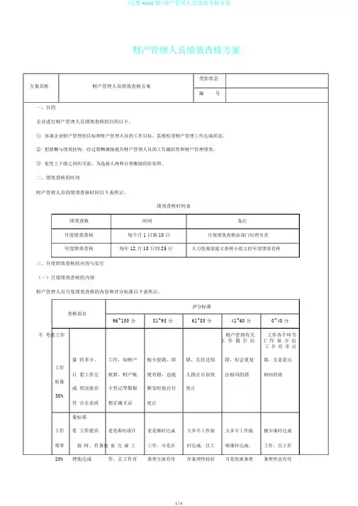(完整word版)资产管理人员绩效考核方案