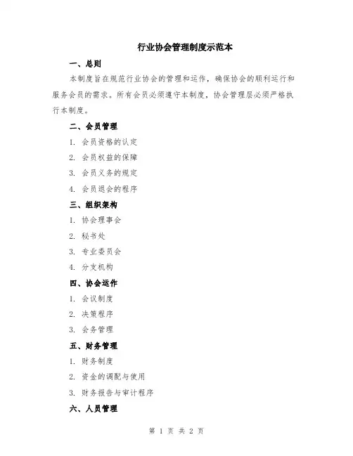 行业协会管理制度示范本