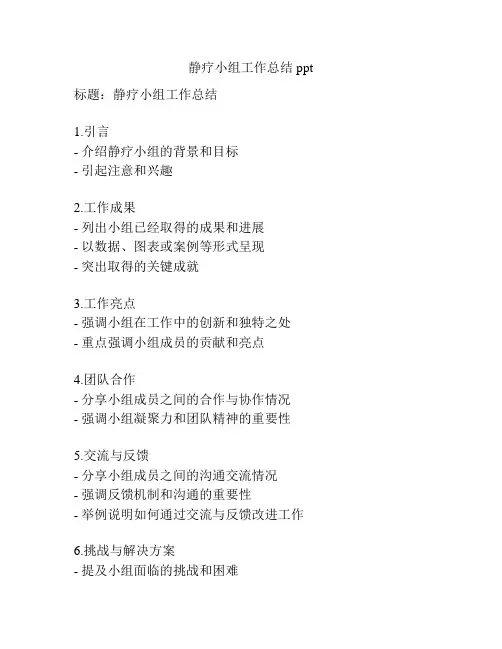 静疗小组工作总结ppt