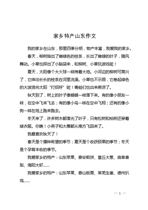 家乡特产山东作文