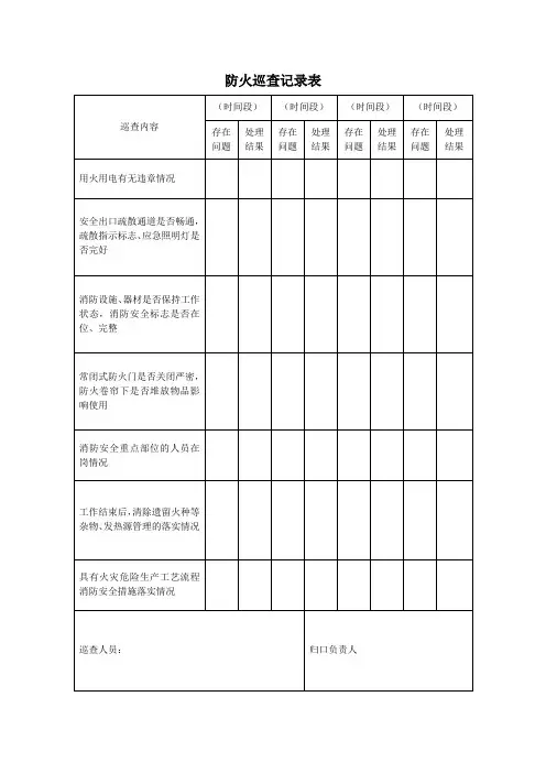 防火巡查记录表