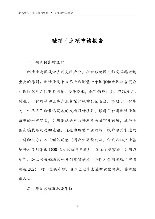 硅项目立项申请报告