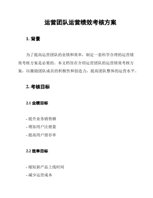 运营团队运营绩效考核方案