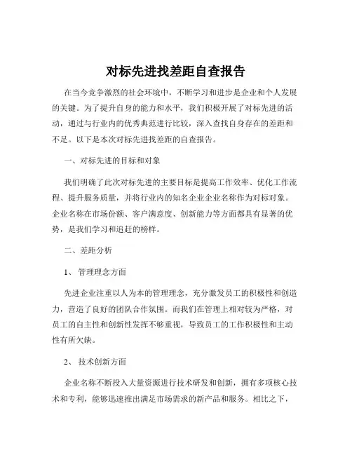 对标先进找差距自查报告