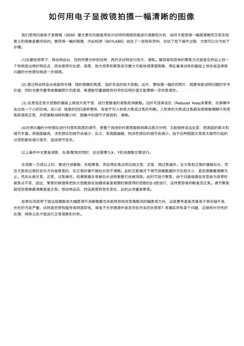 如何用电子显微镜拍摄一幅清晰的图像