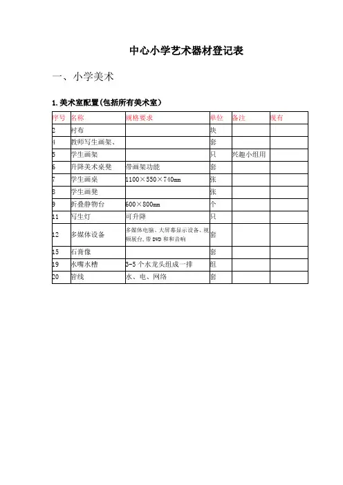 器材登记表