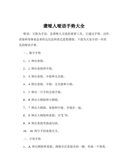 聋哑人哑语手势大全