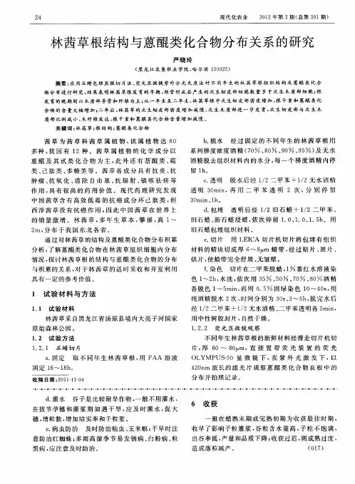 林茜草根结构与蒽醌类化合物分布关系的研究