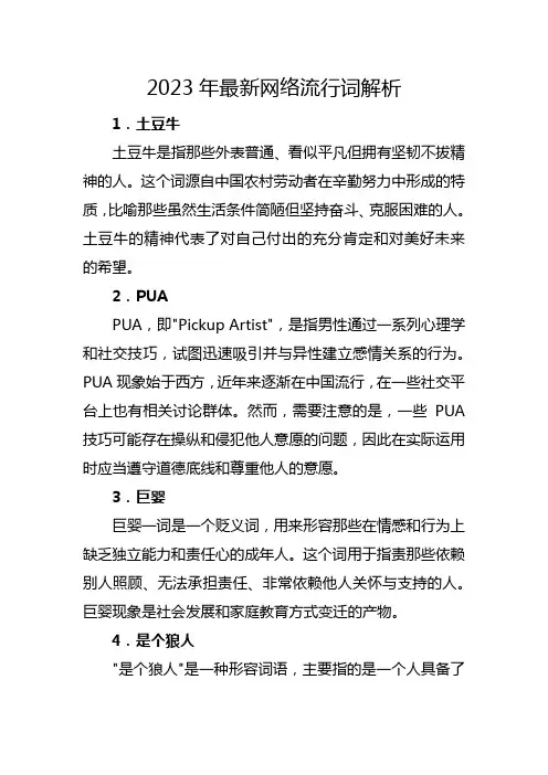 2023年最新网络流行词解析