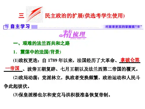 人教版高中历史(浙江专版) 专题七 三 民主政治的扩展(供选考学生使用)
