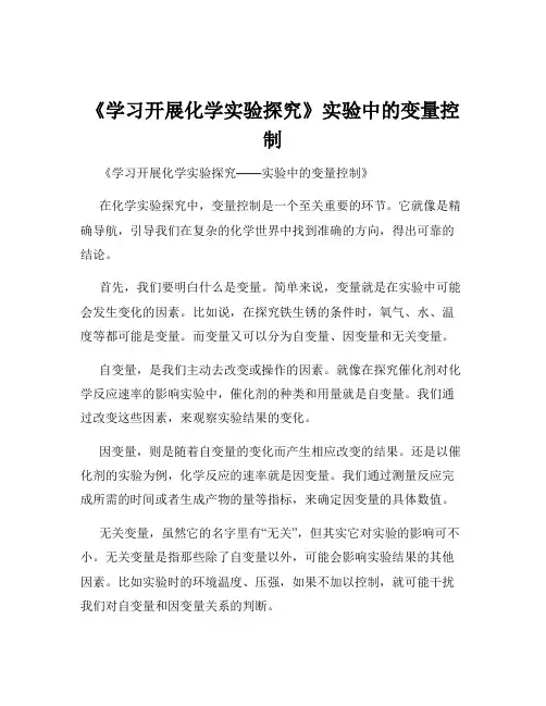 《学习开展化学实验探究》实验中的变量控制