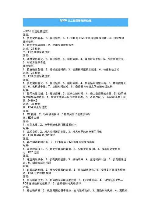 sj300日立变频器故障处理