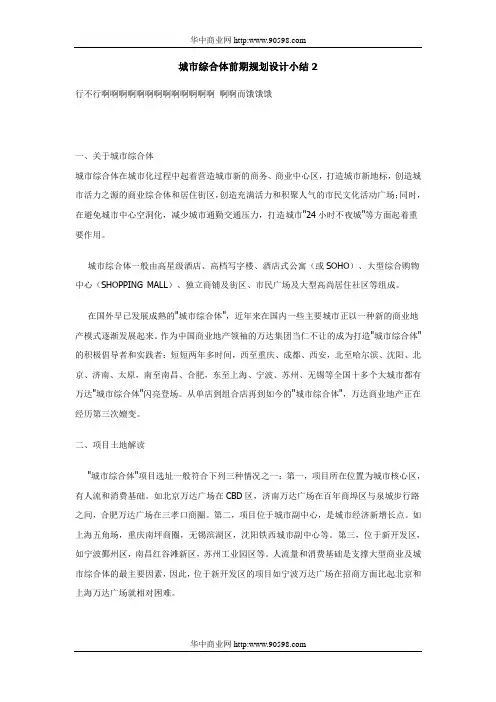 城市综合体前期规划设计小结2